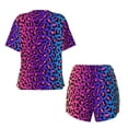 thumbnail image 5 of Lsque Leopard Neon Rainbow Gradient Women's Short-Sleeved Pajama Set - 2 Piece Soft and Lightweight Sleepwear Set-Large, 5 of 9
