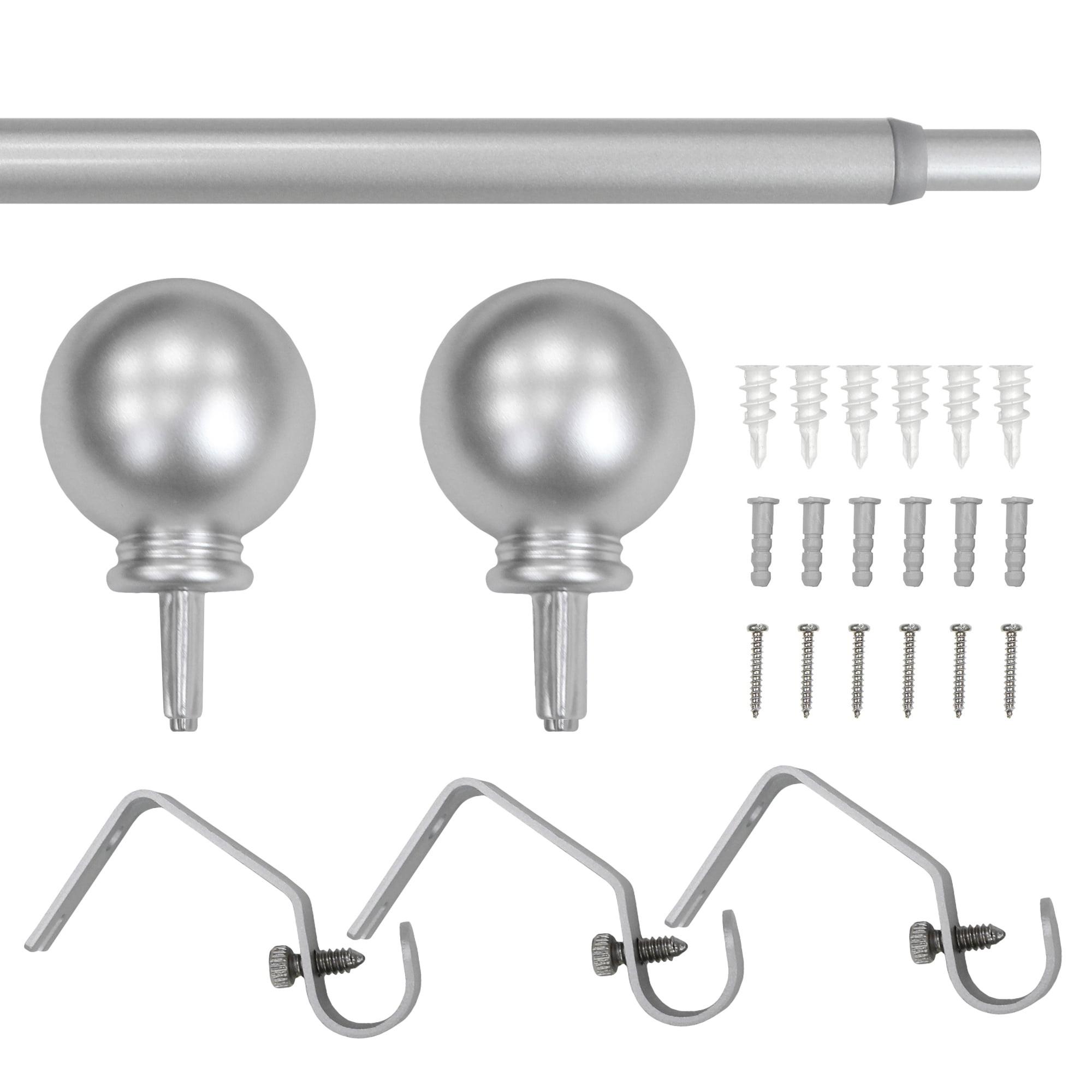 Mainstays 1/2” Nickel Ball Adjustable Curtain Rod, 48”-84”