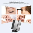 thumbnail image 3 of Lighted Makeup Mirror Trifold Vanity Mirror with X/X/X Magnification Natural LED Nights and Touch Screen Batteries and USB Power Supply Adjustable Tabletop Cosmetic Mirror (, 3 of 7