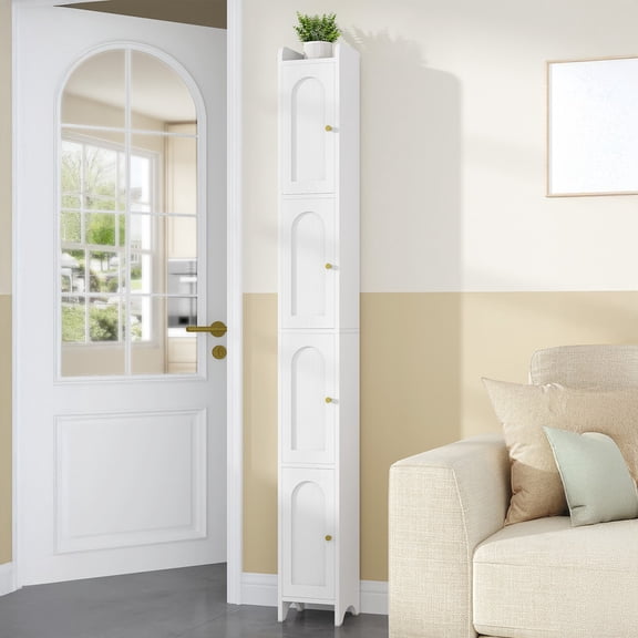 Hzuaneri 70.9" H Bathroom Storage Cabinet, Tall Corner Cabinet with 4 Doors