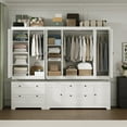 thumbnail image 4 of 71"H Wooden Armoire Wardrobe Closet, 6 Doors 2 Cabinets Modular Closet Storage Wardrobe Set with 5 Drawers, Shelves and Hanging Rod for Bedroom, 4 of 10