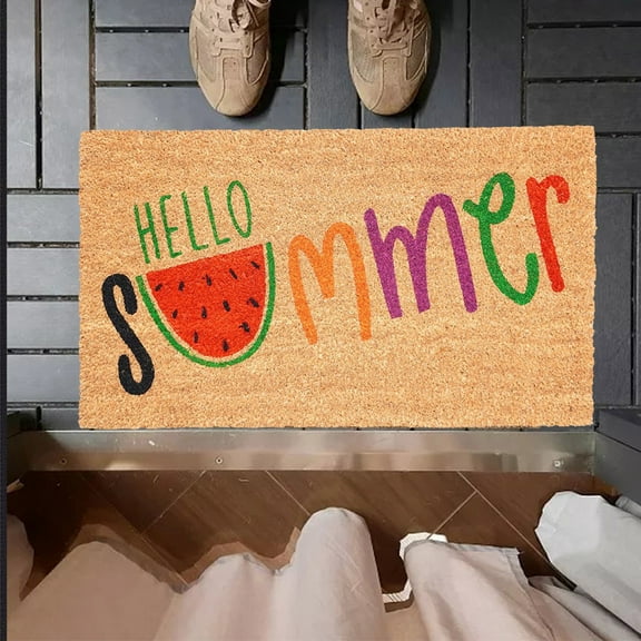 Yeetfub Hello Summer Watermelon Polyester Indoor/Outdoor Doormat, 16"x24"