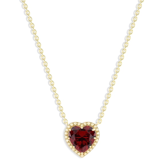 Belacqua Garnet January Birthstone Heart Pendant in 14K Gold Plated Sterling Silver for Women