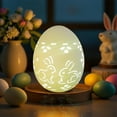 thumbnail image 4 of JingChun Easter Decorations: Ceramic Lighted Easter Egg 1Pc, Farmhouse Rustic Hollow Easter Eggs Light Up Tabletop Statue, Easter Home Decor, Hunting Party Supplies Gifts for Kids, 4 of 6
