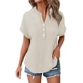 thumbnail image 6 of Yubnlvae Women's Batwing Sleeve Casual Tops&nbsp;- Wrinkled Fabric Work T-Shirts with Pocket - Double Layer Blouse Beige, 4Xl, 6 of 9