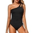 thumbnail image 3 of NIEWTR Tummy Control Swimsuits for Women Single Shoulder One Piece Bikini Bathing Suits Modest Full Coverage Keyhole Swimwear(Black,XL), 3 of 4