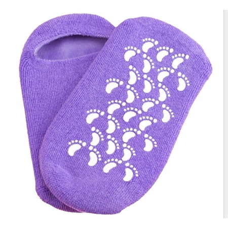 1 Pair Feet Spa Moisturizing Gel Socks Exfoliating Dry Cracked Soft Skin Sock Pedicure Foot Care Tool Beauty Foot Care (Purple)