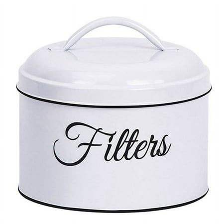 

Coffee Filter Holder Basket Coffee Filter Storage with Lid Round Coffee Filter Container for Counter White