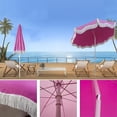 thumbnail image 4 of Beach Umbrella with Fringe 6ft Pink Boho Patio Umbrella UV50+ Sun Protection, Tiltable & Waterproof, 4 of 5