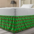 thumbnail image 1 of Entomology Bed Skirt, Cartoon Style Repetitive Ladybugs on a Meadow, Elastic Bedskirt Dust Ruffle Wrap Around for Bedding Decor, 4 Sizes, Fern Green Dark Coral, by Ambesonne, 1 of 2