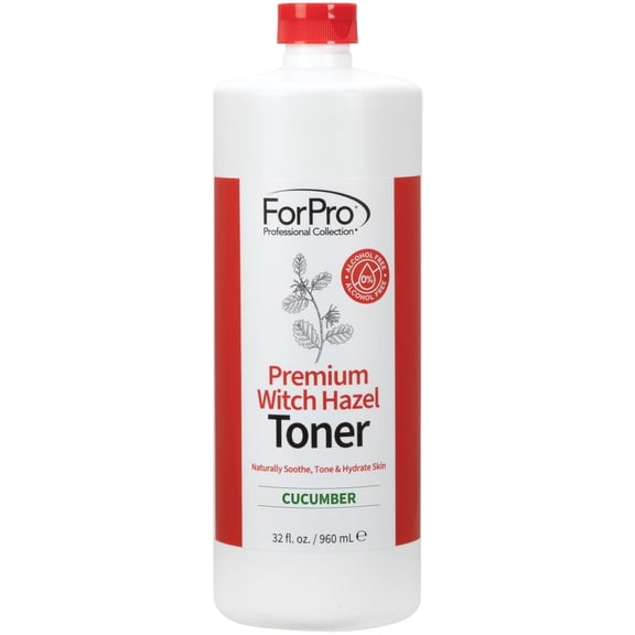 ForPro Premium Witch Hazel Toner, Alcohol-Free, Naturally Soothe, Tone & Hydrate Skin, Vegan, Cucumber Scent, 32 Fl Oz
