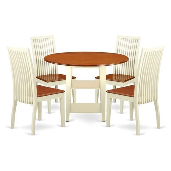 East West Furniture SUIP5-BMK-W 5 Piece Sudbury Set, Oak