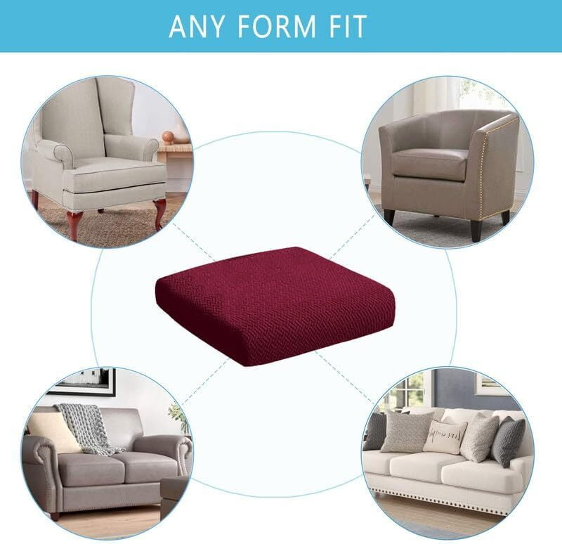 Eurhowing Outdoor Chair Cushion Covers 2Pcs, Waterproof Stretch Seat Cushions Slipcovers, Chair Seat Furniture Protector for Patio, Burgundy