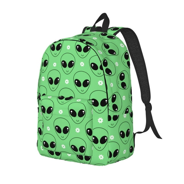 Naloa alien cartoons Print Durable Canvas College Rucksack,Laptop Excursion Backpack,Travel Notebook School Backpack,Bookbag For Men Women-Medium