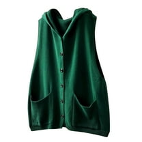 purcolt Women's Sleeveless Hooded Cardigan Lightweight Open Front Button Down Knit Sweater Vest with Pockets