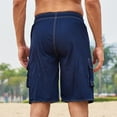 thumbnail image 5 of Mens Yoga Shorts with Pockets Men's Outdoor Cargo Shorts Multi Pockets Solid Color Elastic Waist Drawstring Swimming Trunks Summer Beach Short Pants Navy XL, 5 of 9