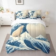 thumbnail image 3 of Feelyou 7-Piece Kawaii Bear Twin Bedding Set, Teens Japanese Ocean Waves, 3 of 8