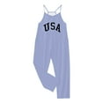 thumbnail image 5 of MIXUE Tween Girls Jumpsuits & Rompers Summer Letter Print Spaghetti Strap V Neck Sleeveless Loose Casual Bodysuits With Pockets Sportwear,Blue,11-12 Years, 5 of 5