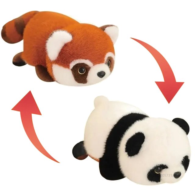 Juguete de peluche de Panda abatible para niños, Kawaii, convertir el Panda en muñeca Ailurus Fulgens, peluche Reversible, almohada de Animal, juguete para niños, nuevo