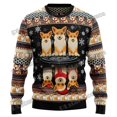 thumbnail image 2 of Suéter feo navideño para hombre con estampado 3D de Pembroke Welsh Corgi de PLstar Cosmos, jersey de punto informal unisex de invierno MYY18, 2 of 5