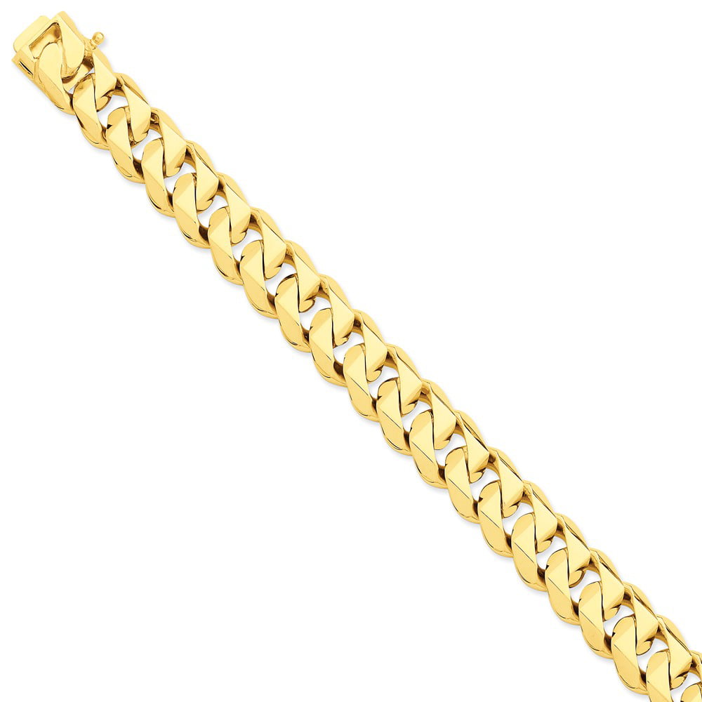 Jewel Tie 10k Yellow Gold 2.4mm Flat Beveled Cuban Curb Chain Necklace with Secure Lobster Lock Clasp