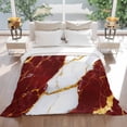 thumbnail image 3 of Red Marble Flannel Blanket for Bed,Travel and Camping, Gold Foil Modern Super Soft Cozy Blanket for All Seasons 50"x60", 3 of 7