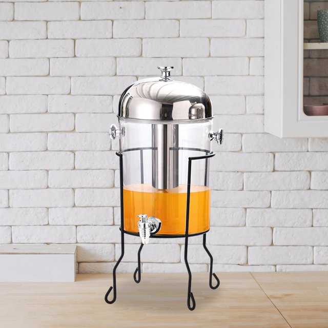 Dispensador de jugo de 8 litros con soporte de bebidas frías Dispensador de té liviano cubo de leche multipropósito para reuniones grandes Soporte negro