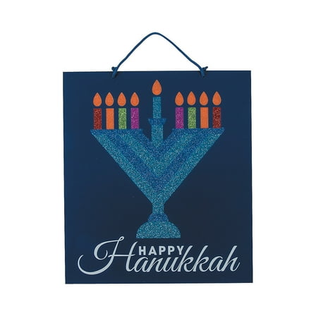 Menorah Glitter Wall Sign - Home Decor - 1 Piece