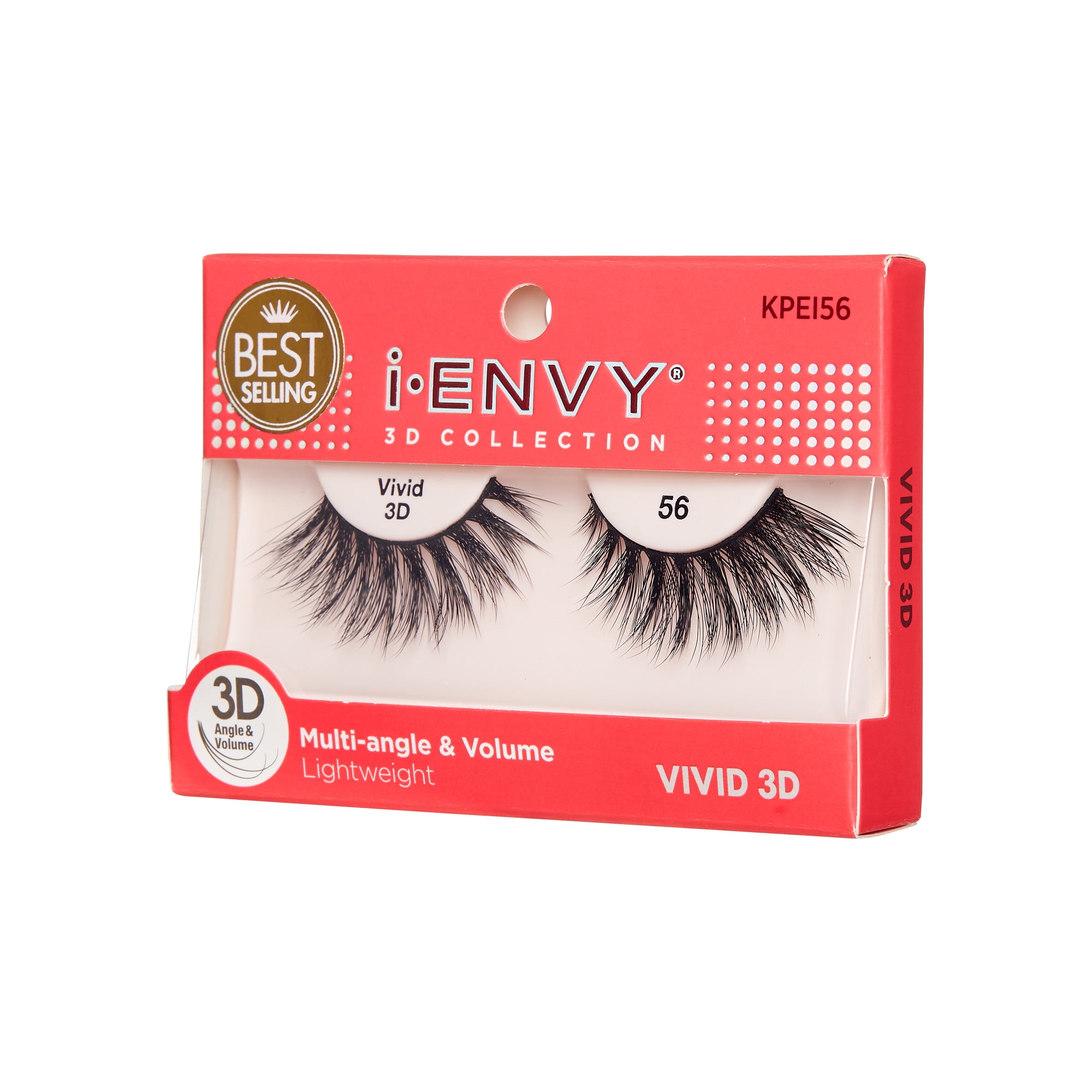 KISS i-ENVY 3D Collection Vivid False Eyelashes, Style 56 - Lightweight Fanned