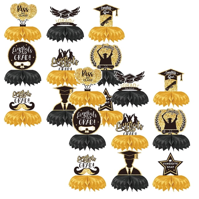 Desktop Ornament Decor Set Graduation Season Cellular Station Desktop Decor Grad Scene Adornment Graduation Decorations Graduation Table Toppers Ornament Paper Craft Set up Honeycomb Tabletop Decora