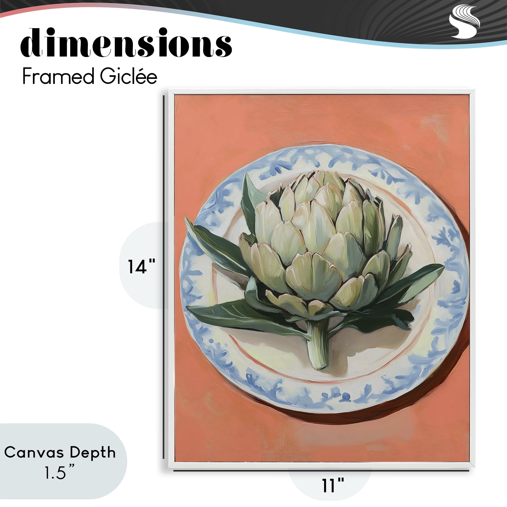 Stupell Industries Retro Artichoke over Orange White Framed Giclee Art, design by The Prints Vibe