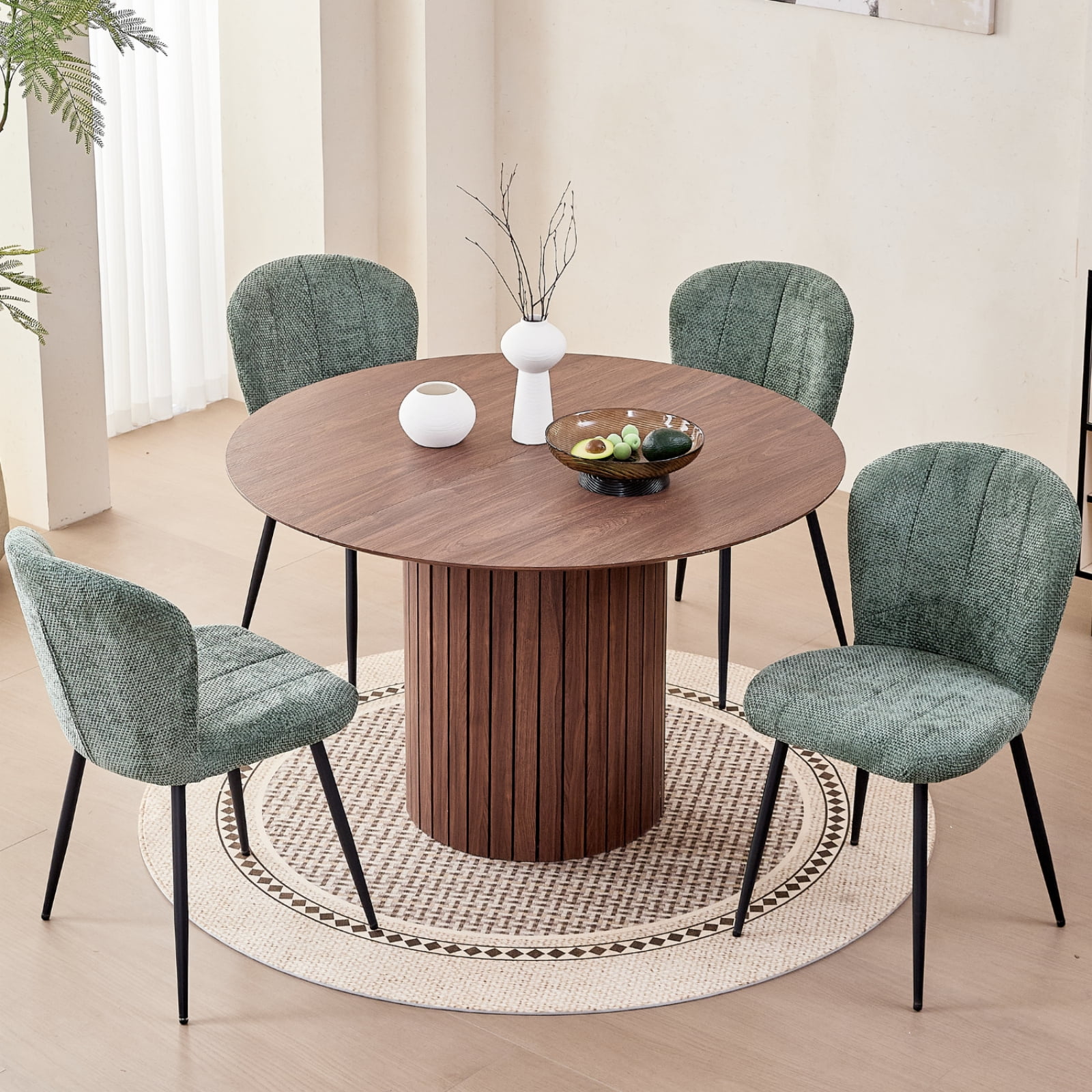 Dining Chairs Set of 2, Upholstered Chenille Fabric Kitchen Chairs With Metal Legs, Wingback Elegant Tufted Accent Vanity Chair For Dinner, Bedroom, Living Room, Apartment, Green