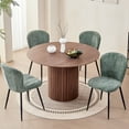 thumbnail image 6 of Dining Chairs Set of 2, Upholstered Chenille Fabric Kitchen Chairs With Metal Legs, Wingback Elegant Tufted Accent Vanity Chair For Dinner, Bedroom, Living Room, Apartment, Green, 6 of 7