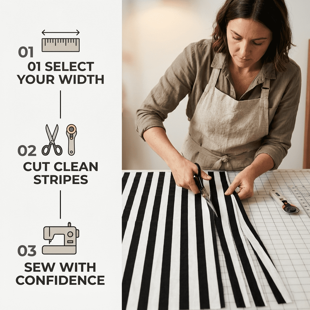 Sedona Designz 60" Wide Black/White 1" Stripe Poly-Cotton Broadcloth Fabric 1 YARD – Lightweight Woven Fabric for Apparel, Crafts, Décor, Table Covers & Sewing Projects