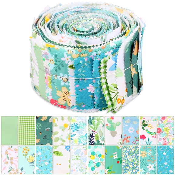 40 Pre Jelly Roll Fabric Strips for Quilting- Assorted Floral Prints, Cotton Quilting Fabric, -Cut Strips (2.52 x 39 Inch) for Quilting, Sewing, and DIY Projects