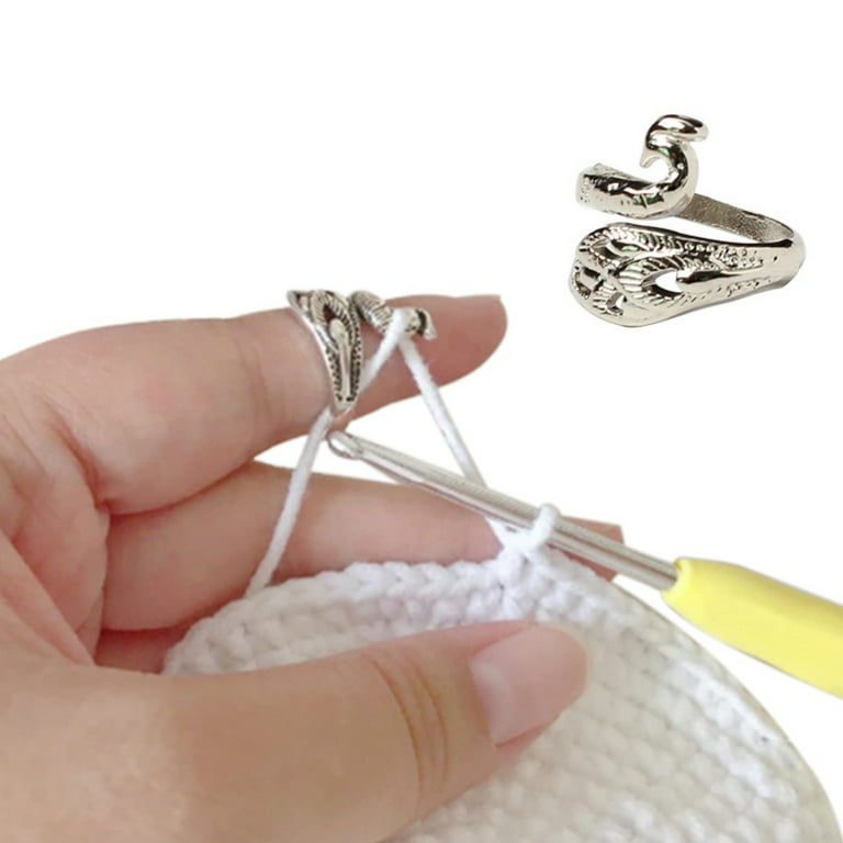 MYG 2PCS Knitting Crochet Loop Ring Adjustable Crochet Finger Ring