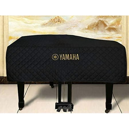Piano Cover Compatible/Replacement for Piano Cover Yamaha C3 with Embroidery 6'1" - Quilted Black Nylon with Side Splits G3