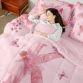 thumbnail image 4 of Castle Fairy Alphabet Rose 7 Pieces Bedding Comforter Set,Flower Butterfly Full Bedding Set Lightweight,Ballet Girl Fitted Sheet Flat Sheet,Lightweight Initial Room Decor,Reversible, 4 of 8