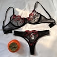 thumbnail image 4 of Conjunto de lencería erótica de encaje transparente para mujer, ropa interior Sexy, bordado erótico, hermoso sujetador y bragas, 2 piezas, 4 of 5