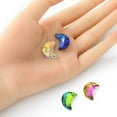 thumbnail image 3 of 1Bag 4Pcs 4 Colors Electroplated Glass Pendants Silver Plated Bottom Faceted Crescent Moon Charms Mixed Color 20x13x6mm Hole: 1.5mm 1Pc/color, 3 of 5