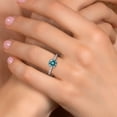thumbnail image 4 of Gem Stone King 10K White Gold Blue Moissanite and Lab Grown Diamond Engagement Ring for Women | 1.20 Cttw | Round 6.5MM | Gemstone Birthstone | Size 7, 4 of 6