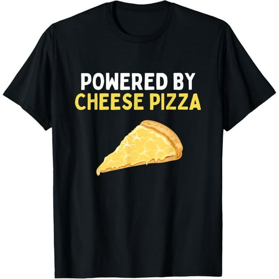 Powered By Cheese Pizza Funny Cheese Pizza Lover T-Shirt100% cotton short-sleeved shirt for both men and women