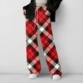 thumbnail image 1 of Cowsor Girls Casual Pants Plaid Stretch Comfy Lounge Pants Drawstring Waist with Pockets, 1 of 7