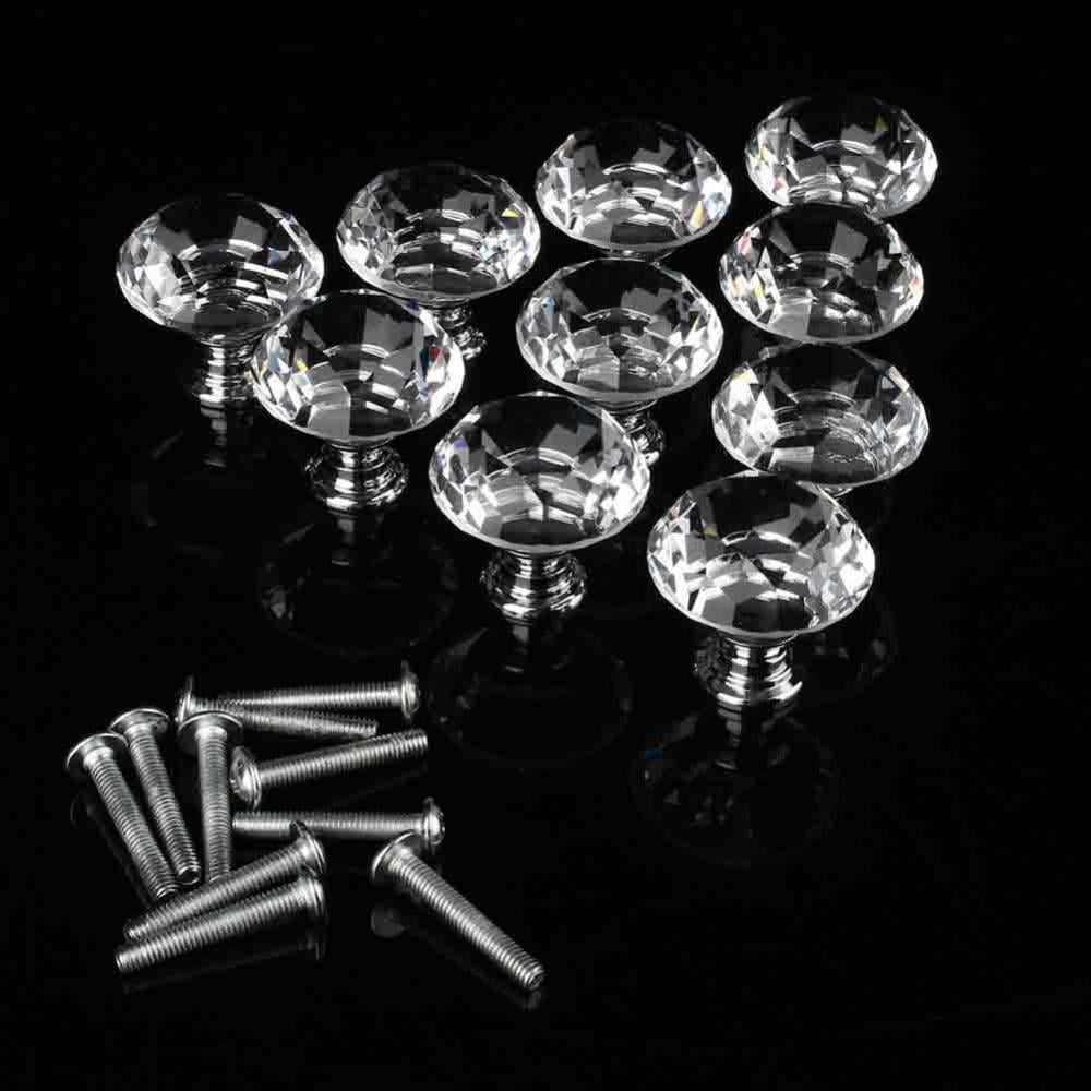 Garosa Crystal Knobs,10Pcs Crystal Glass Knobs Drawer Dresser