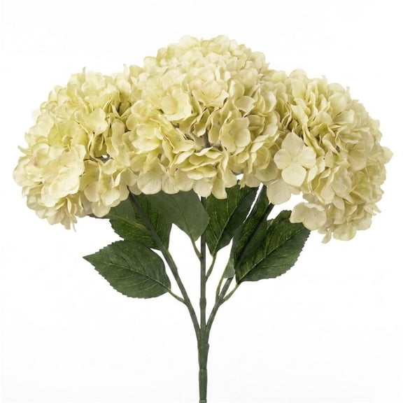 Real Touch Hydrangea Artificial Flowers, Artificial 3 Heads Large 3D Waterproof Hydrangea Bouquet with Stem for Outdoor, Wedding, Table Centerpieces, Home Kitchen Decor, Green