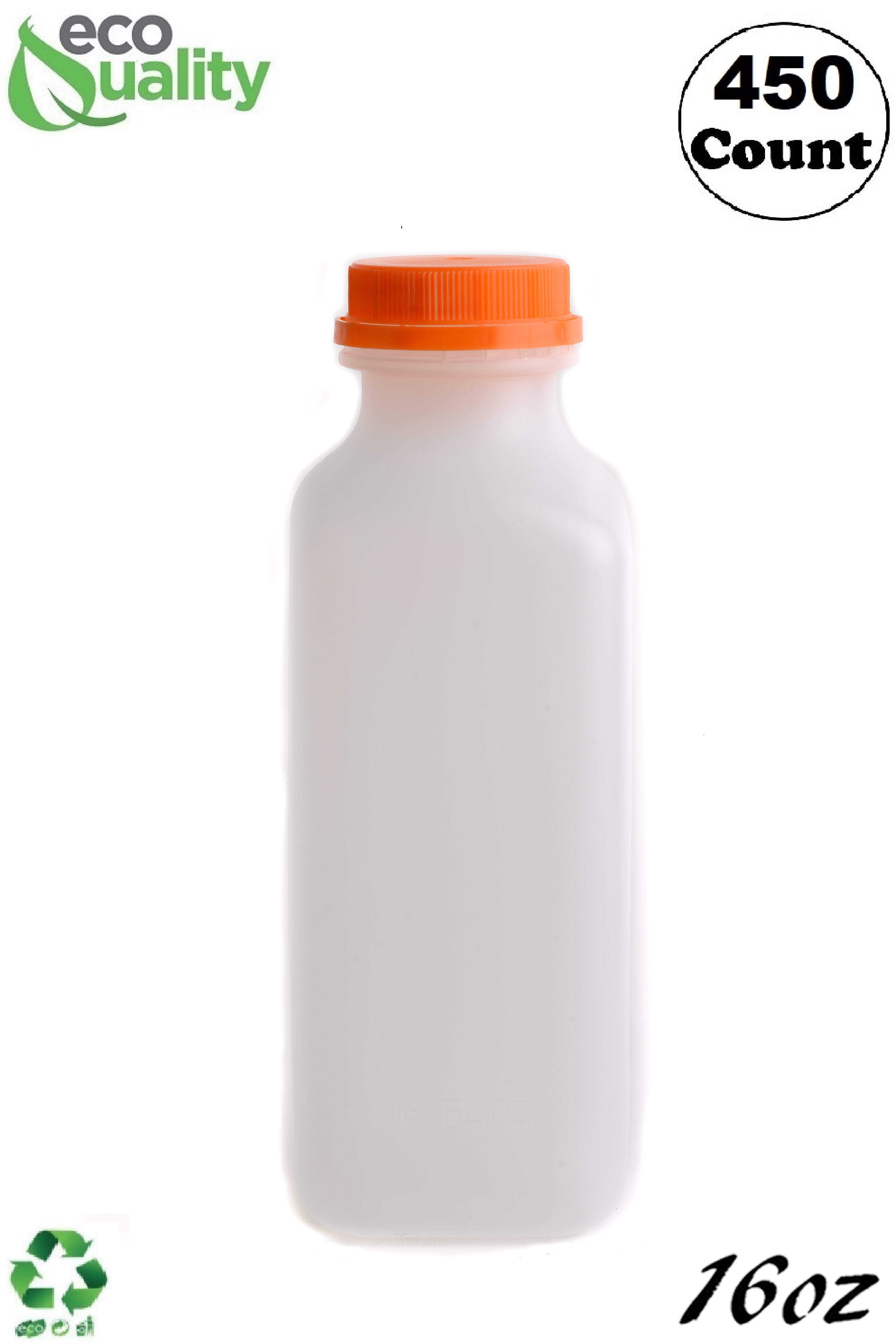 [450 COUNT] 16 OZ Empty Plastic Juice Bottles with Tamper Evident Caps