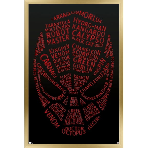 Marvel Comics - Spider-Man - Word Mask Wall Poster, 22.375" x 34", Framed