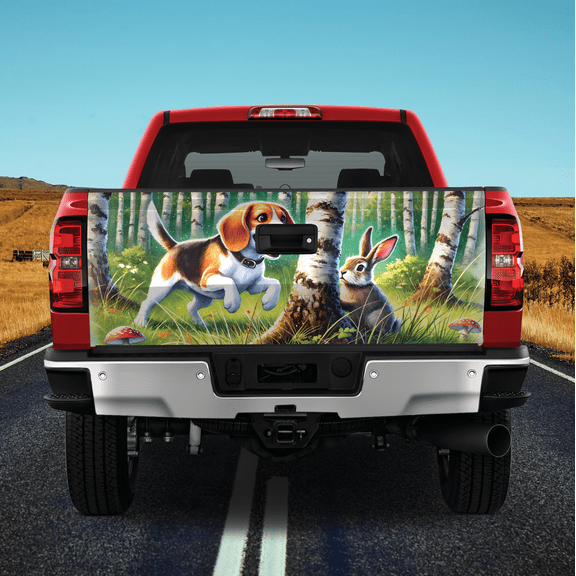 Lotusprinthandmade Hunting Rabbit Dog Tailgate Wrap 2 Sizes (24"x58")