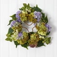 thumbnail image 4 of Nearly Natural 4781 Hydrangea Wreath, 22-Inch, Purple/Green, 4 of 5