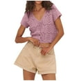 thumbnail image 2 of Women's White V-Neck Short Sleeve Knit Cardigan Sweater Lightweight Open Front for Layering, 2 of 7